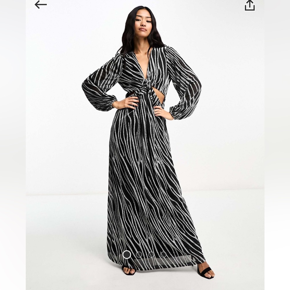 Style Cheat metallic dress in silver zebra